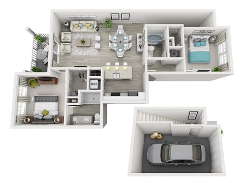 Floor plan for 2 beds, 2 baths, 1090 sqft